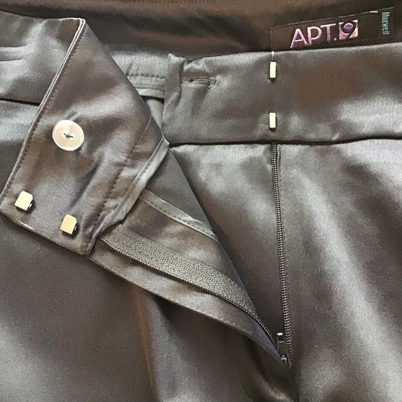 Apt 9 Black Satin Straight Leg Trouser Pants NEW - Picture 3 of 7
